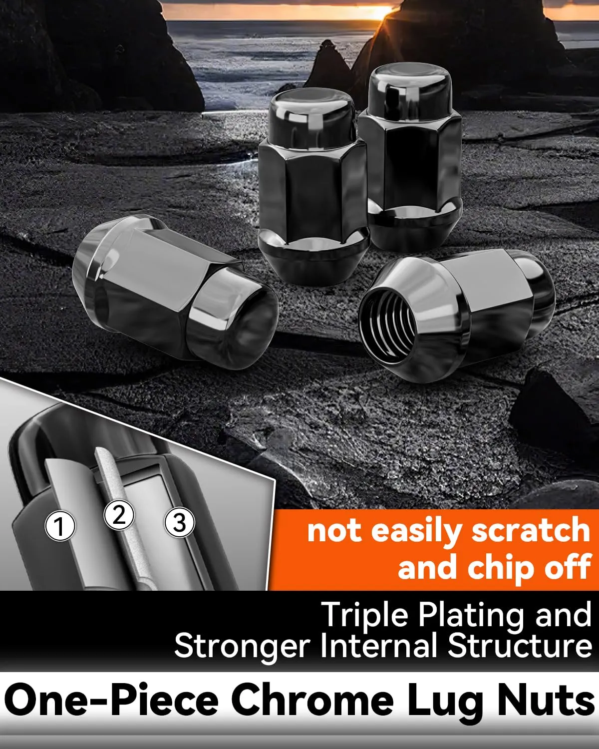 YIZBAP M12x1.5 Lug Nuts, 1.4 inch Tall Closed End Bulge Acorn Lug Nut Set, 20pcs 12x1.5 Aftermarket Lug Nuts Black, 3/4 Hex for Accord Civic Element HR-V Escape Sierra