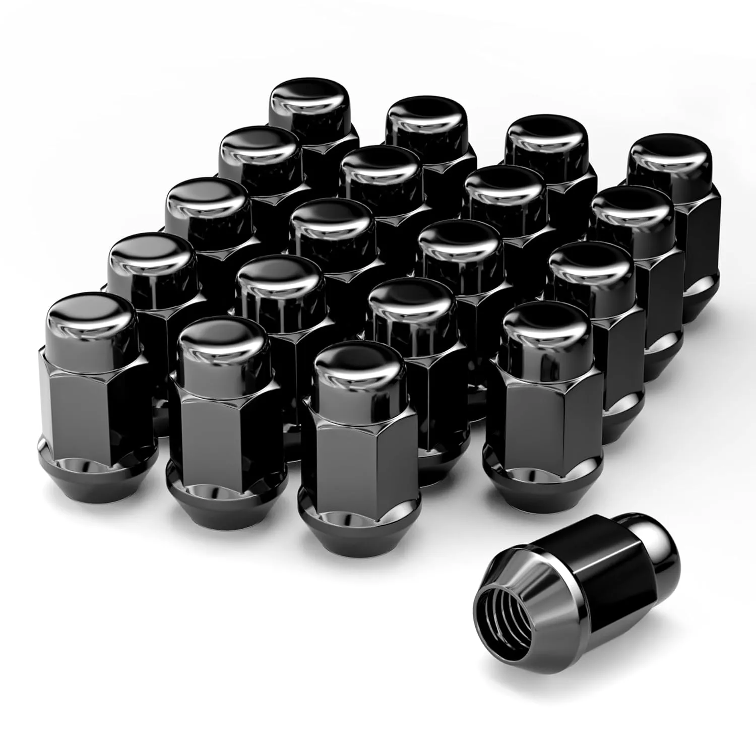 YIZBAP M12x1.5 Lug Nuts, 1.4 inch Tall Closed End Bulge Acorn Lug Nut Set, 20pcs 12x1.5 Aftermarket Lug Nuts Black, 3/4 Hex for Accord Civic Element HR-V Escape Sierra
