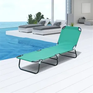 yotefe Lounge Chair Outdoor, Sun Tanning Chair with Face Hole, Folding Beach Lounge Chair with 5 Adjustable Positions, Heavy Duty Recliner Chairs for Lawn, Backyard, Camping,Green