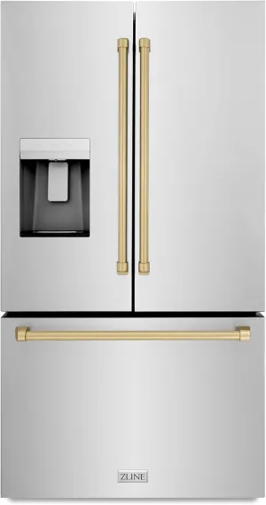 Z Line Kitchen and Bath ZLINE Autograph 36 in. Standard-Depth Refrigerator w/Champagne Bronze Handles (RSMZ-W-36-CB)