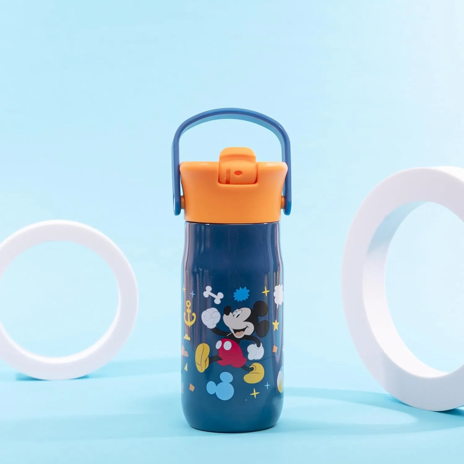 Zak Designs Harmony Disney Kid Water Bottle for Travel or At Home, 14oz Stainless Steel is Leak-Proof and Vacuum Insulated (Mickey Mouse)