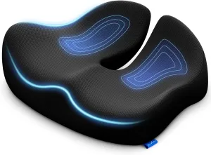 ZIKEE Pioneering Seat Cushion for Pressure Relief, Ergonomic Office Chair Cushion for Tailbone, Back Hemorrhoids and Sicatica Pain Relief, High-Density Memory Foam Car Seat Cushion with Anti-Slip Base