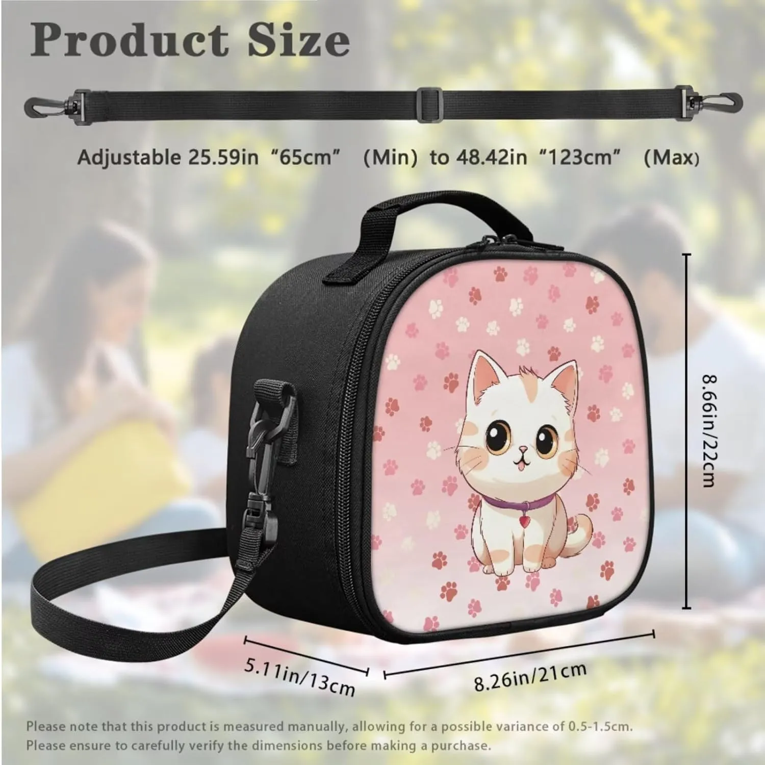 ZOUTAIRONG Mini Lunch Bag for Girls Cute Cat Lightweight Tableware Carrying Bag for Straw Spoon Fork Chopsticks Utensil Holder