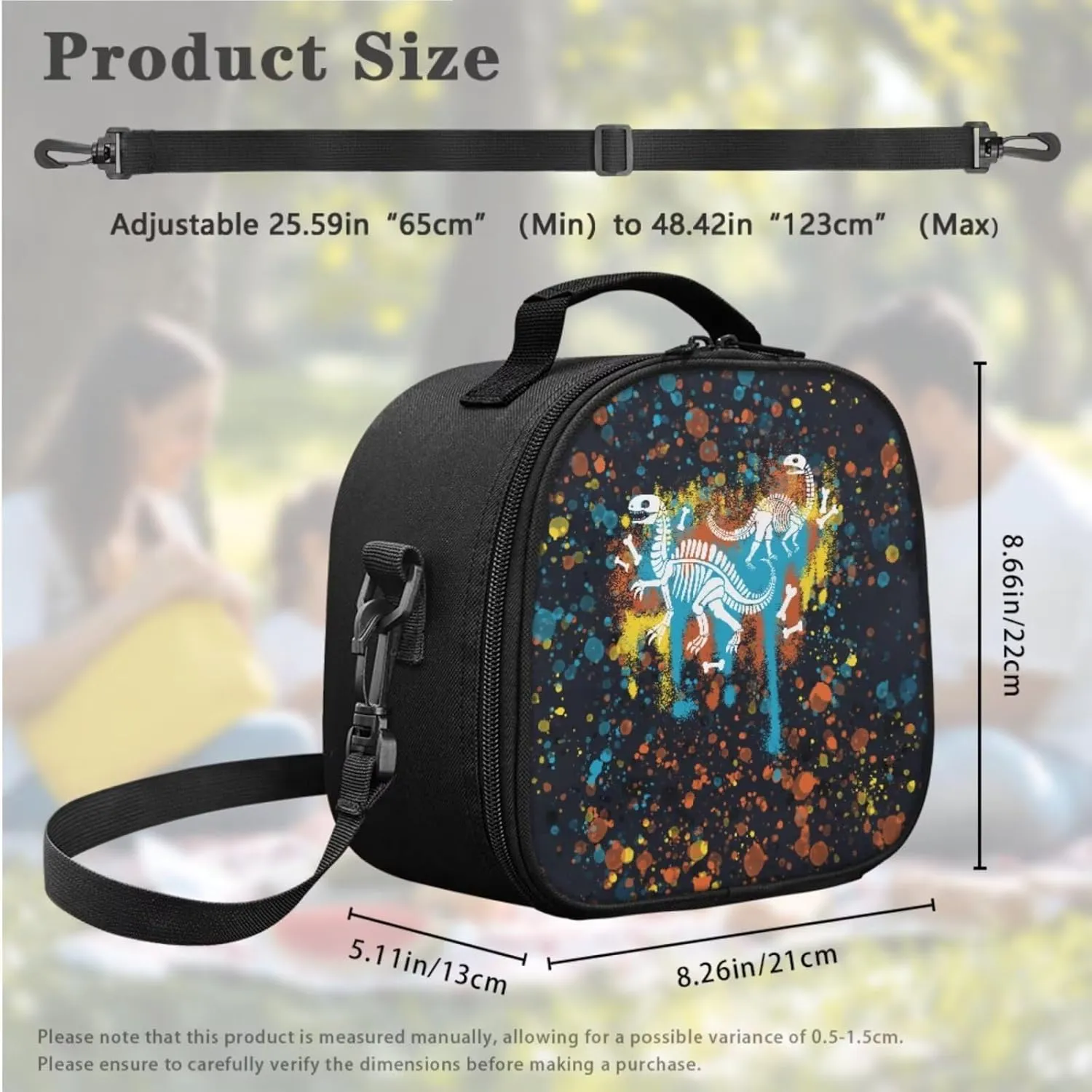 ZOUTAIRONG Shoulder Bag for Kids Dinosaur Fossil Design Lightweight Lunch Bag Tableware Carrying Storage Pouch for Straw Spoon Fork Chopsticks