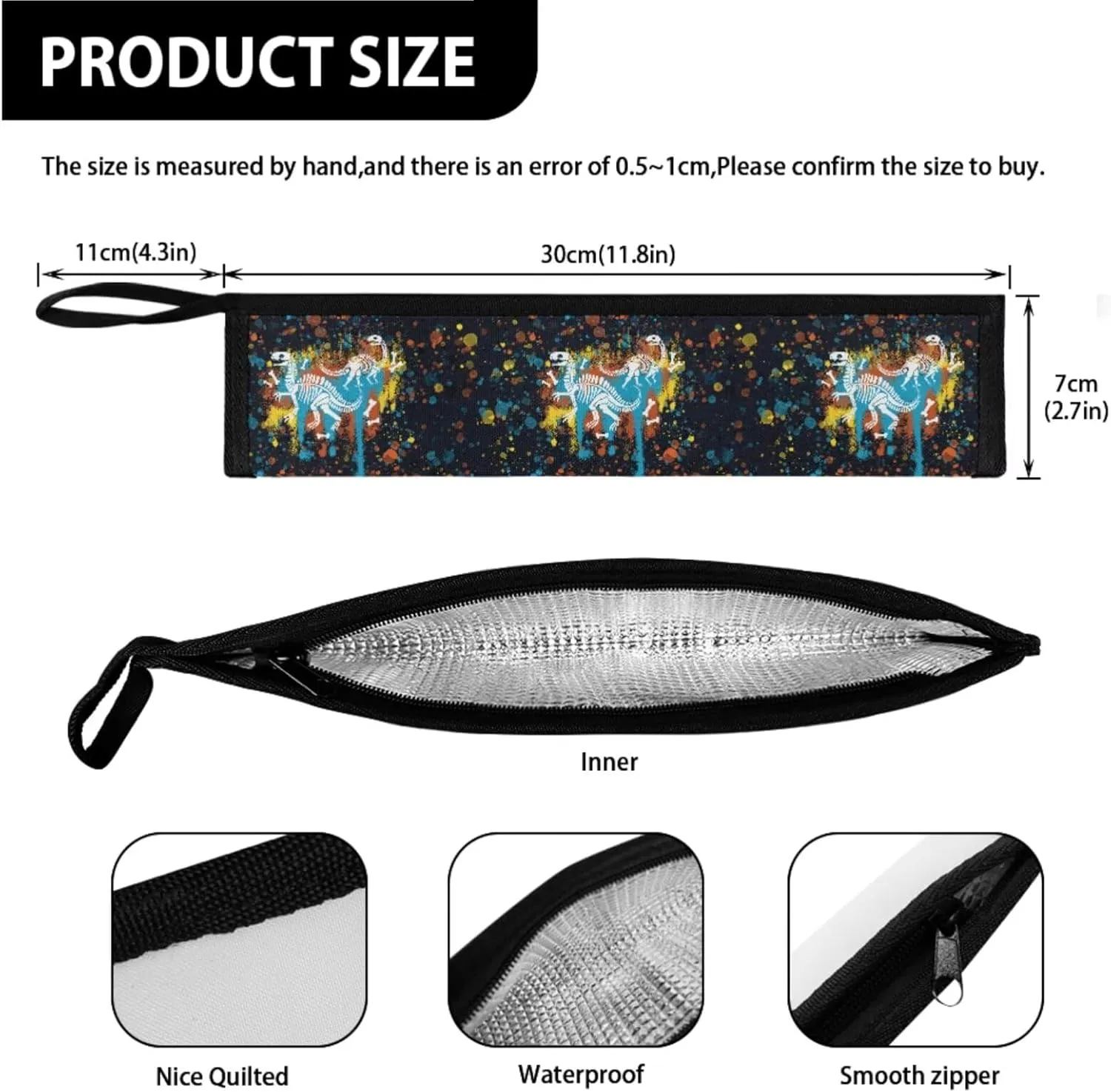 ZOUTAIRONG Shoulder Bag for Kids Dinosaur Fossil Design Lightweight Lunch Bag Tableware Carrying Storage Pouch for Straw Spoon Fork Chopsticks